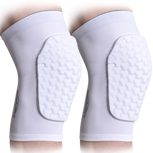 COOLOMG Basketball Knee Pads for Kids Youth Adult - color: White New, size: Small