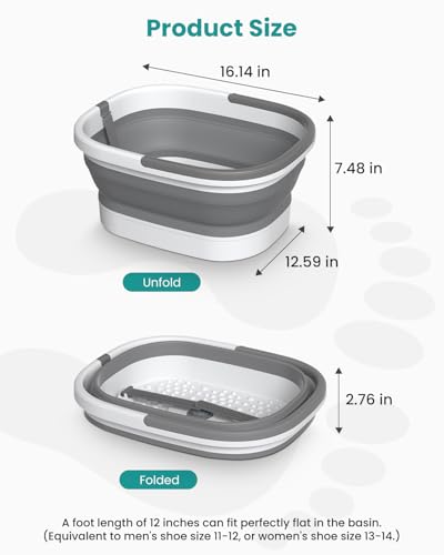 Nekteck Collapsible Foot Soaking Tub with 138 Acupressure Nodes and Pumice Stone for Foot Bath Soak, Foot Basin Foot Massager for Pedicure Foot Spa, Gifts for Men Women Dad Mom