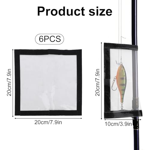 6pcs Clear Fishing Lure Wraps, Transparent Lure Covers Bait Gloves Fish Hook Storage Protectors Pole Sleeve Guard to Keep Fishermen Fishing Safe for Rod
