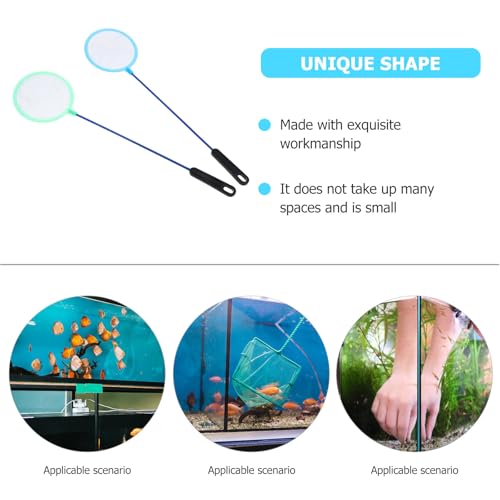 Happyyami 8pcs Dense Mesh Aquarium Fish Landing Nets, Fine Fishing Nets with Plastic Handles for Fish Tank Cleaning and Shrimp Catching, Suitable for Indoor Aquatic Pets Random Color
