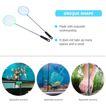 Happyyami 8pcs Dense Mesh Aquarium Fish Landing Nets, Fine Fishing Nets with Plastic Handles for Fish Tank Cleaning and Shrimp Catching, Suitable for Indoor Aquatic Pets Random Color
