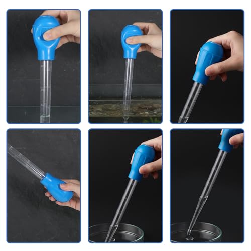 21.1IN Aquarium Coral Feeder Turkey Baster 30ml Aquatic Water Changer Siphon Pipette Dropper Fish Tank Waste Remover Manual Cleaning Tool for Aquatic Plant Reef Anemones Lionfish (Blue)