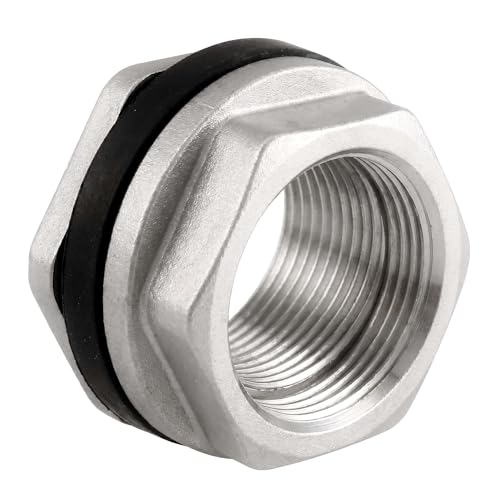 1 PC Stainless Steel Water Tank Connector, 1 Inch Water Tower Fish Tank Adapter, Female Thru-bulk Fitting Bulkhead for Home & Garden