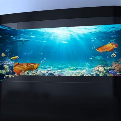 48x24IN Aquarium Scenery Under The Sea Coral Reef Backdrop Terrarium Background with Double-Sided Tape