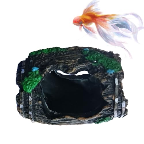 Fish Tank Decor | Broken Barrel Design Resin Ornament,Artificial Aquarium Ornaments - for Betta Shrimp Turtle Jellyfish Reptile Small Pets Freshwater Saltwater