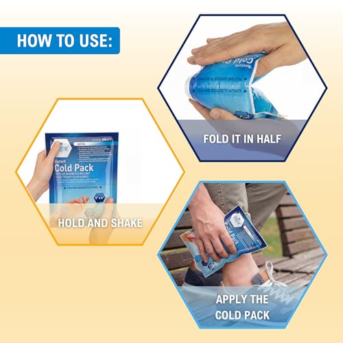 MED PRIDE Instant Ice Bags for Injuries, Disposable First Aid Cold Compress, Swelling, Pain Relief, Sprains, Toothache (5x6 Inch (Pack of 24) Clear) - size: 5 X 6 Inch (Pack of 24)