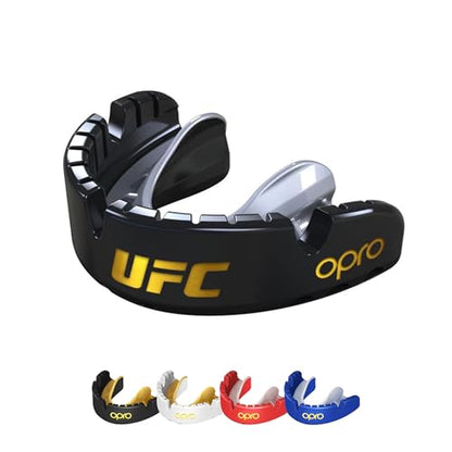 OPRO Gold Level Moldable Mouth Guard for Braces, Premium Fit (Age 10+) - color: Ufc - Black/Silver