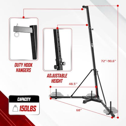 Yes4All Punching Bag Hanger, Stainless Steel Swivel Chain with 4 Snap Hooks for Heavy Bag, Gym Swing, Trapeze, and Hammock - color: Foldable Punching Bag Stand
