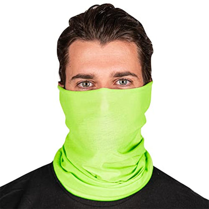 S A Soul of Adventure Single UV Face Shield | UV 30+ Multipurpose Neck Gaiter Balaclava for Adults - color: Safety Green