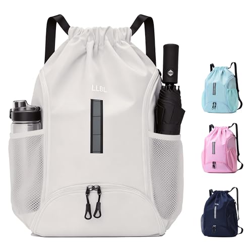 U・helper Drawstring Gym Backpack, Sports Cinch Sack, Swimming & Travel - color: Beige