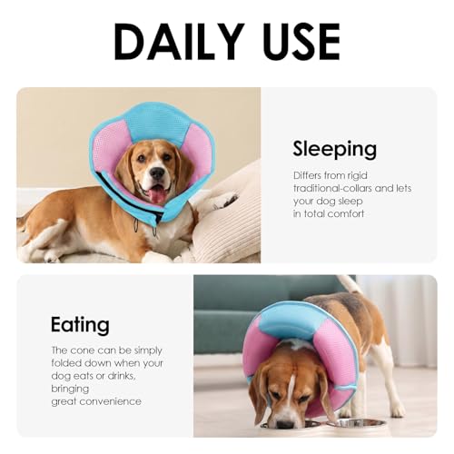 AOFITEE Dog Cone Adjustable Soft Cone for Dog to Stop Licking, BluePink S - color: BluePink, size: Small