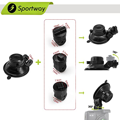S503 Suction Cup Dash Cam Mount Holder (5th Gen) with 3pcs 360 Rotating Joints for Rove Nexar Z-Edge Kingslim iiwey NIUTA and Most Other Car Dash Cameras