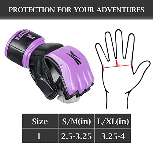 Kruzak MMA Gloves, Half-Finger Boxing Mitts with Hand Wraps - color: Purple, size: Small-Medium