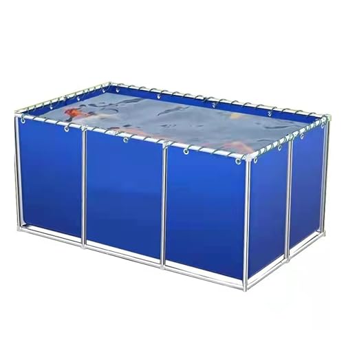 Pool Above Ground Canvas Aquarium Fish Pond,Culture Agricultural Irrigation Water Tank Foldable Water Storage Pond with Drain Valve,Temporary Holding Tank for Saltwater Fish Koi Fish Turtles Swimmi - size: 100*100*60cm