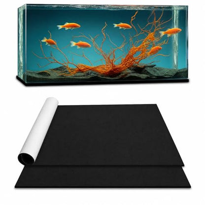 1 Pcs 19.6 x 13 Inch Aquarium Fish Self Leveling Mat for Under Tank 5mm Thick Foam Compressible Neoprene Mat with Adhesive Backing Shockproof Waterproof Easy to Cut Stability, Black