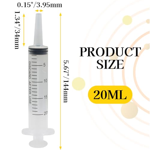 20ml Syringes Without Needle, 4 Pack Plastic Syringe with Cap for Pet Feeding, Scientific Labs, Glue, Oil & Precise Liquid Measurement - size: 20ml