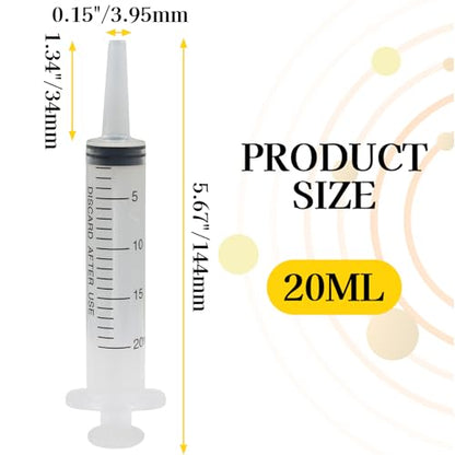 20ml Syringes Without Needle, 4 Pack Plastic Syringe with Cap for Pet Feeding, Scientific Labs, Glue, Oil & Precise Liquid Measurement - size: 20ml