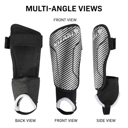Vizari Matera Soccer Shin Guards | Lightweight PP Shell | Foam Padded Backing | Youth Soccer Shin Guards | Soccer Equipment - color: Black / White, size: Large