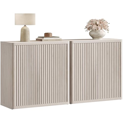 SICOTAS Buffet Cabinet with Storage 69.2" Sideboard Accent Modern Credenza with Doors & Shelves Fluted Tall Media Console Mid Century Coffee Bar Table for Living Room Kitchen Dining Room Hallway