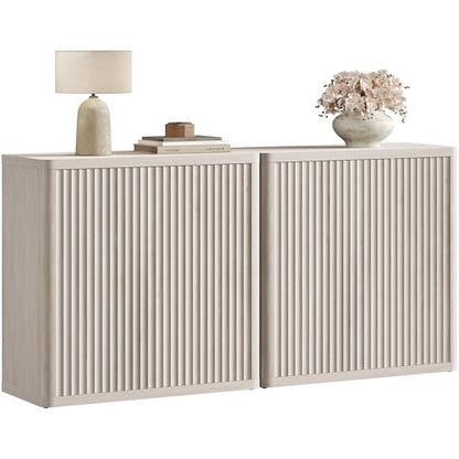SICOTAS Buffet Cabinet with Storage 69.2" Sideboard Accent Modern Credenza with Doors & Shelves Fluted Tall Media Console Mid Century Coffee Bar Table for Living Room Kitchen Dining Room Hallway