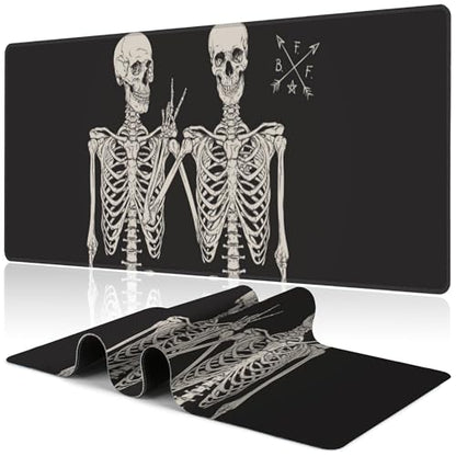 Human Skeletons Best Friends Desk Mat,Large Gothic Human Skeleton Gaming Keyboard Mouse Pad,Non-Slip Rubber Base Desk Pad Thick Stitched Edges Waterproof Mousepad Mouse Mat 31.5"x11.8" - color: Human Skeletons Best Friends