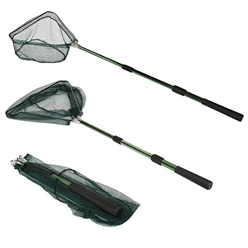 RESTCLOUD Fishing Landing Net with Telescoping Pole Handle, Fishing net Freshwater for Kids Men Women, Extend to 40-63 Inches - style: B: Strong Aluminum Handle, 45" Full