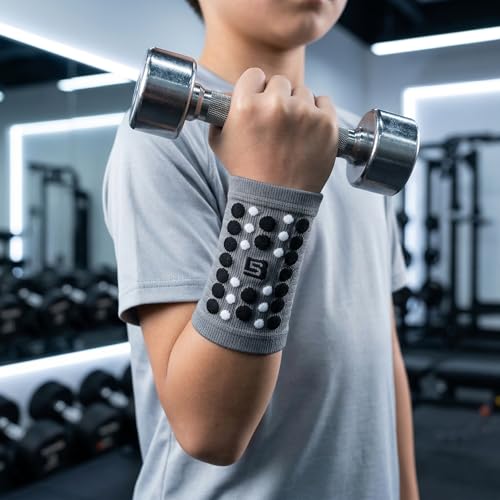 NMK Unisex Kids Soft Wrist Sleeves for Basketball Soccer Breathable 1Pair - color: Grey, size: Large