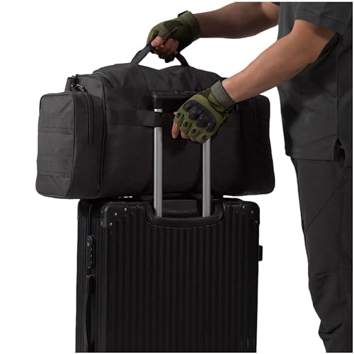APRILBAY Duffel Bag – Heavy Duty Tactical Gym Bag for Men, Splashwater-Proof Weekender Travel Bag for Basketball, Football, Soccer, Hiking, and Hunting (Black)