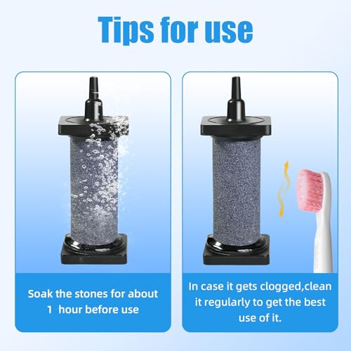 AQUANEAT Aquarium 3 inch Air Stone Cylindrical 2 Pack, Large Airstone, Aerator Bubble Diffuser, Air Pump Accessories for Aquariums, Hydroponic, Ponds and Fish Tanks - size: 3 inch