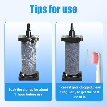 AQUANEAT Aquarium 3 inch Air Stone Cylindrical 2 Pack, Large Airstone, Aerator Bubble Diffuser, Air Pump Accessories for Aquariums, Hydroponic, Ponds and Fish Tanks - size: 3 inch