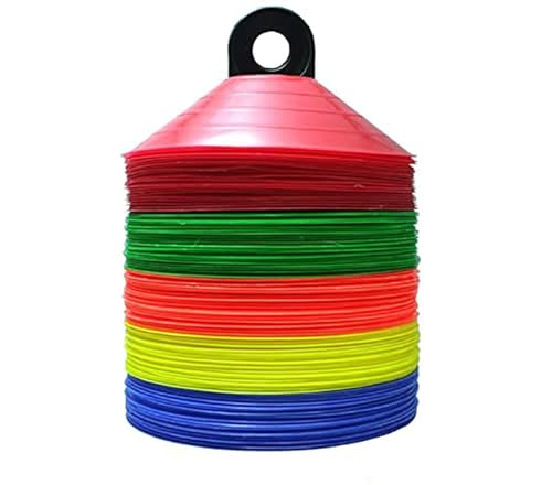 BlueDot Trading Sport Disc Cones (20 Pack) High Visibility Cones for Soccer Football Field Marking Coaching Training and Sports Agility, Multi-Colored