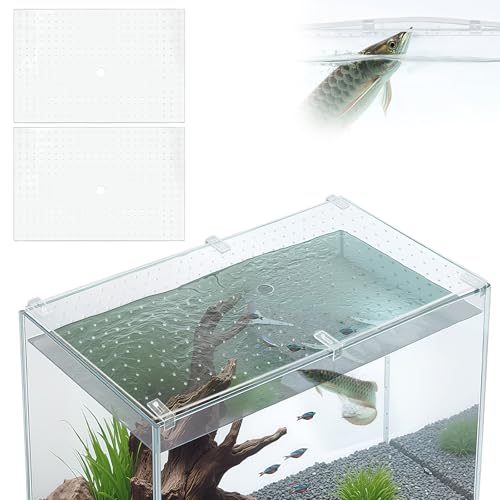 2 Pcs Aquarium Acrylic Fish Tank Lid Covers for 70/75/90/110 Gallon, 48 X18 Glass Cuttable Canopy Top Net, Anti-Jump Net with Clips (Each 22.68 x 16.93 x 0.1in) - size: 23 x 17 Inch