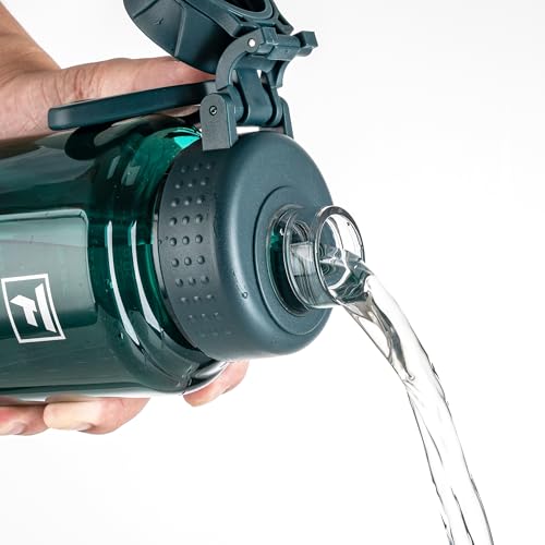 Fanhaw 32 oz Clear BPA-Free Tritan Water Bottle with Fast-Flow Spout Lid, BPA-Free & Leak-Proof Wide-Mouth Reusable Bottle for Gym, School & Office, Back to School Essentials (Dark Green) - color: Dark Green, style: 1 Pack