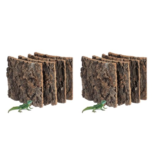 Toddmomy Reptile Cork Bark Background 8 Pieces 5.90X5.90X1.57 Inch Natural Terrarium Decor for Gecko Lizard Frog Climbing Habitat Aquarium
