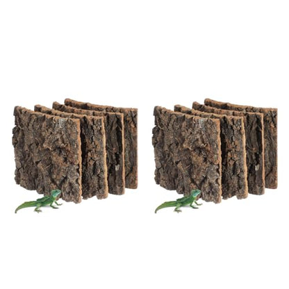 Toddmomy Reptile Cork Bark Background 8 Pieces 5.90X5.90X1.57 Inch Natural Terrarium Decor for Gecko Lizard Frog Climbing Habitat Aquarium