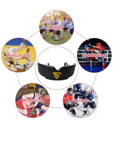 Mouth Guard with Case - Football, Boxing, Lacrosse, and Other Contact Sports - Custom Fit, Breathable, Remoldable, Lightweight - Kids and Youth (up to 14 Years)