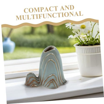 Zerodeko Ceramic Mini Mountain Fish Tank Landscape Decoration Versatile Bonsai Decor for Home Office Zen Garden Accessory Multiuse Brush Holder for