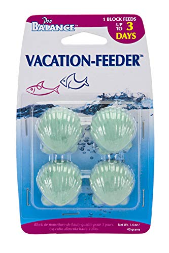 Penn-Plax Pro Balance Vacation Fish Feeder | Slow Release Food That’s Great for Weekend Vacays | 1 Block Feeds up to 3 Days | 4 Shell Shaped Blocks (1 Package)