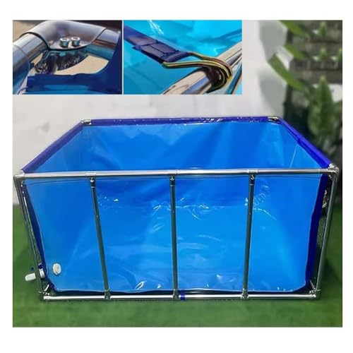 Multifunctional PVC Canvas Fish Pond with Drain Valve, Transparent Window, Durable Steel Construction, Ideal for Temporary Water Tank & Cistern, Perfect for Home Aquaculture - size: 80x50x35cm