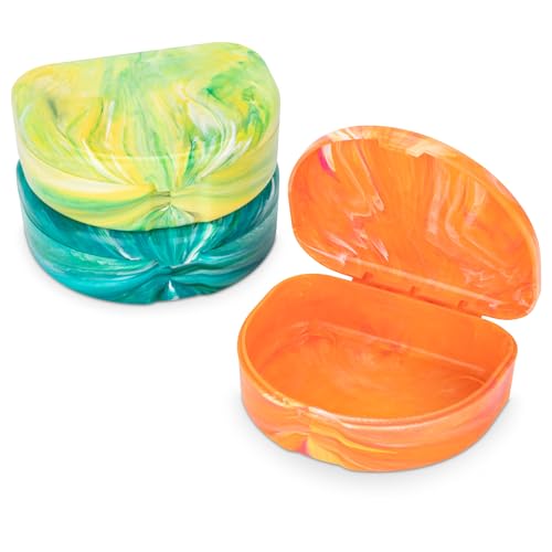 Practicon Marble Retainer Cases, Orthodontic Aligner Case, Mouth Guard Holder (3 Pack) Tropical - color: Tropical