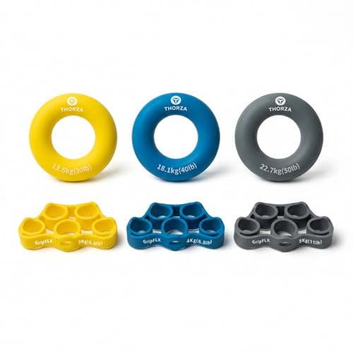 Complete Forearm, Hand & Finger Strengthener Set, Grips & Rings | Three resistance levels, flexor/extensor training, durable silicone finger exerciser
