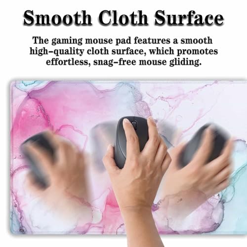 Big Mouse Pad - Colorful Gaming Mousepad, Non-Slip Rubber Base, Waterproof with Stitched Edges, 35.4" X 15.7" for Game Office - color: Abstract Illustration
