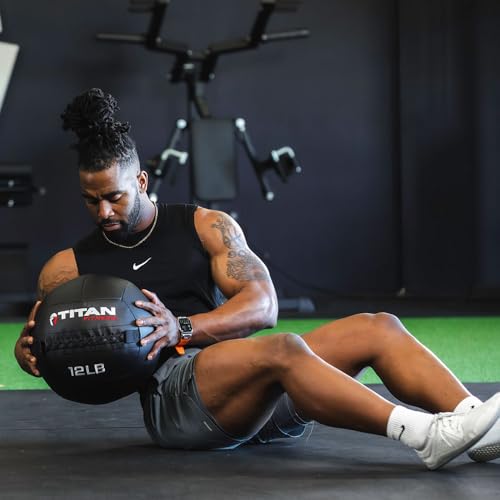 Titan Fitness Soft Shell Medicine Wall Ball, Cross-Texture Grip - size: 14 lb