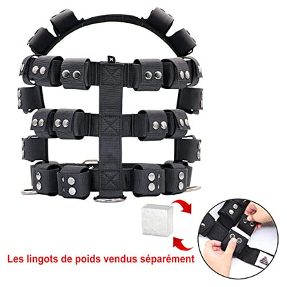 Weighted Tactical Dog Vest, No Pull Harness Symmetric Weight Pockets for Muscle & Weight Loss, Fit Pitbull GSD Husky, Heavy Nylon Service Harness Black - size: Dog's Waist 26.5"-32.5" | VEST ONLY