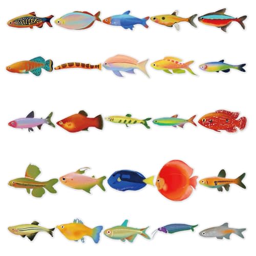 50PCS Aquarium Fish Stickers,Waterproof Vinyl Clear Transparent Freshwater Stickers Decals for Water Bottle Laptop