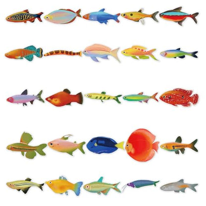 50PCS Aquarium Fish Stickers,Waterproof Vinyl Clear Transparent Freshwater Stickers Decals for Water Bottle Laptop