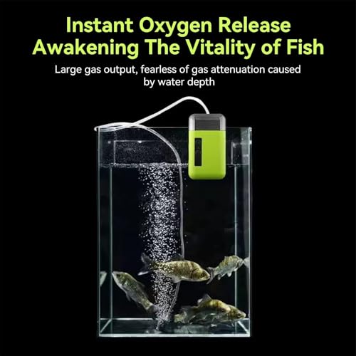 Aquarium Air Pump, Adjustable 3 Modes Fishing Oxygen Pump Quiet Bubbler Fish Tank Aerator with LED Light, USB Charging Portable Electric Air Pumps with Accessories