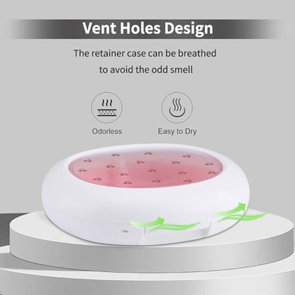 Cute Retainer Case with Silicone Pad, Portable Slim Aligner Case Orthodontic Retainer Box, Denture Storage Container Travel Mouth Guard (Small Cherry) - color: Small Cherry