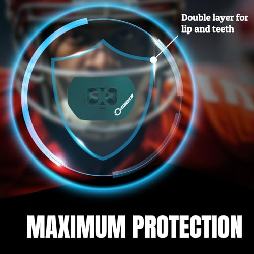 O Shield Core Football Mouth Guard, Detachable Strap - color: Dark Green