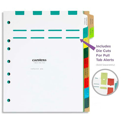 Carstens Heavy Duty Plastic Long-Term Care Divider Set, 11-Tab, with Pull Tab Die Cuts, 1616-00, for Side-Opening 3-Ring Binders, Case of 25 Sets - size: 11-Tab